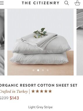 The Citizenry Light Grey Striped Cotton Sheet Set